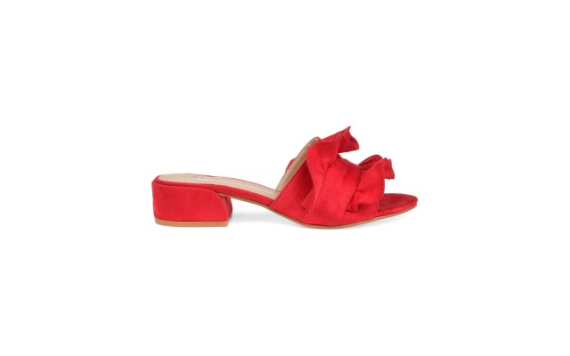  Women’s Sabica Ruffle Heels Shoes, Red, 8.5