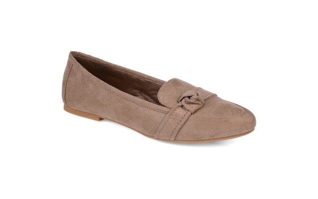 Journee Womens Marci Slip On Round Toe Loafer Dress Flats, Taupe, 8.5W