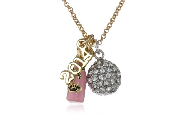  New Year’s Charm Cluster Necklace, 19″