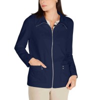 Karen Scott Watercolor-Floral Henley Top,Intrepid Blue, Large