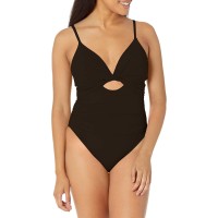 La Blanca Twist-Front Keyhole One-Piece Swimsuit Women's Swimsuit, Black, 10
