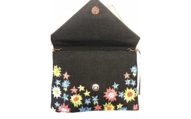 La Ragale  Flower Embroidery Tote (Black)
