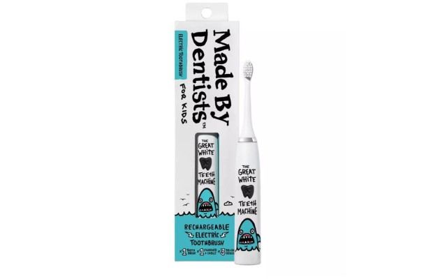  Kids’ Rechargeable Electric Toothbrush with 2 Replacement Toothbrush Heads and Charger – Shark