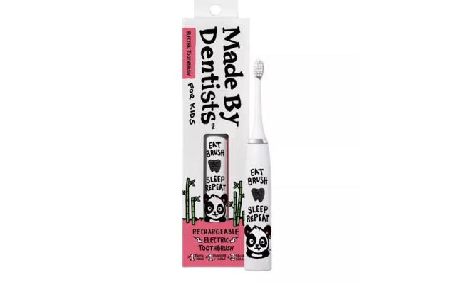  Kids’ Rechargeable Electric Toothbrush with 2 Replacement Toothbrush Heads and Charger – Panda