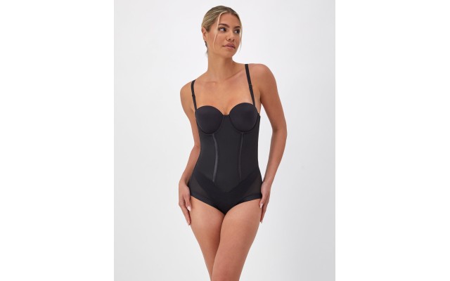 Women’s Firm Tummy-Control Easy Up Strapless Bodysuit 1256, Black, 34D