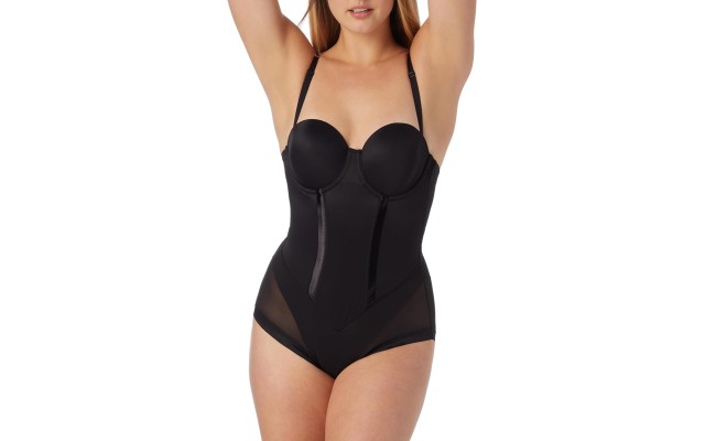  womens Shaper With Built-in Bra & Anti-Static Fl1256 Shapewear Bodysuits, Black, 34B