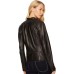 Quilted Leather Moto Jacket (Black, M)