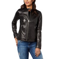 Marc New York Quilted Leather Moto Jacket (Black, M)