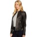  Quilted Leather Moto Jacket (Black, M)