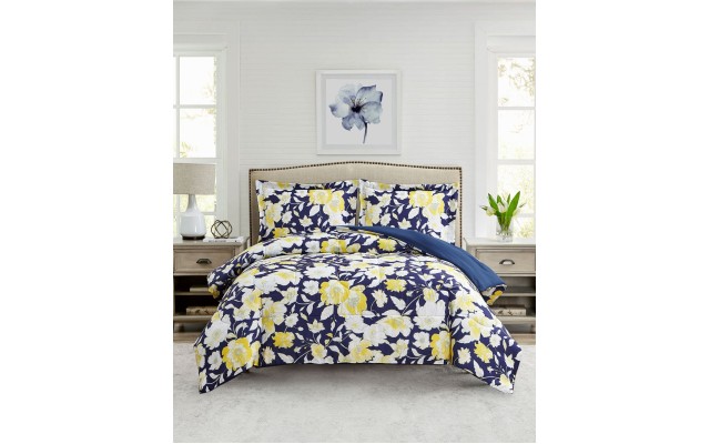  Aster Floral 2-Pc. Reversible Twin Comforter Set, Navy