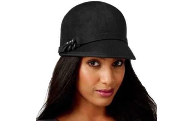  Women’s Chain-Trim Wool Cap, Black