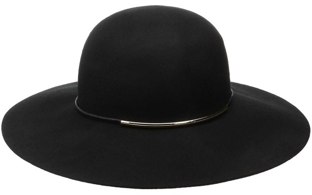  Women’s Felt Floppy Hat With Metal Tube, Black, One Size