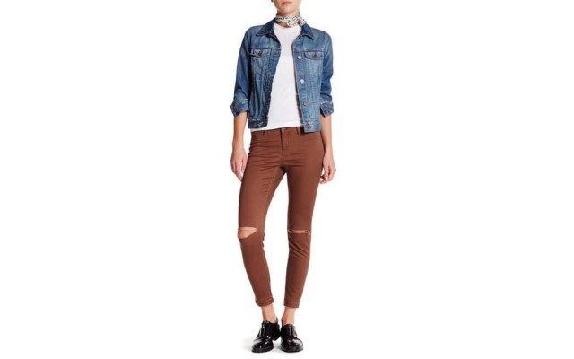  Frayed Skinny Pants Brown Junior Jeans J8762AWE, SIZE 11/30