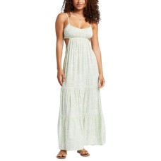 Roxy Juniors’ Hot Tropics Smocked-Bodice Cutout Maxi Dress, Seacrest Hot Tropics, X-Large
