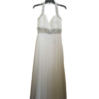 Sequin Hearts Juniors Dress White HALTER W BEADED STRAPS 2832SJ1S, SIZE 7