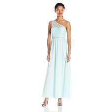 Speechless Juniors One Shoulder Illusion Long Prom Dress, Light Aqua, 13