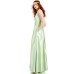  Womens Juniors’ Lace-Up-Back Satin Gown, Green/5