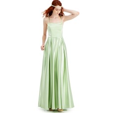 Speechless Womens Juniors’ Lace-Up-Back Satin Gown, Green/5