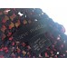  Women’s Two Tone Open Knit V-Neck  Red / Black One Size Poncho