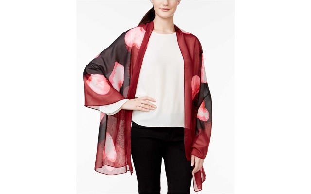 Style&co. Women’s 26 x 72-in Watercolor Heart Scarf Wrap, Black