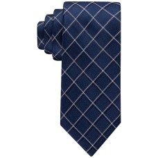 Tommy Hilfiger Men’s Classic Shadow Grid Tie – Navy/Pastel Brown