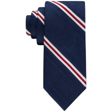 Tommy Hilfiger Mens Grenadine Stripe Tie, Navy/Red