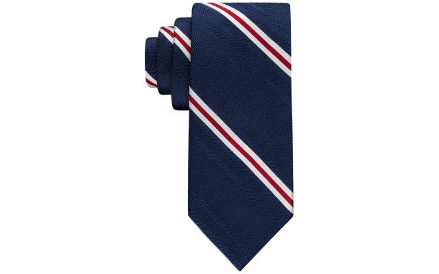  Mens Grenadine Stripe Tie, Navy/Red
