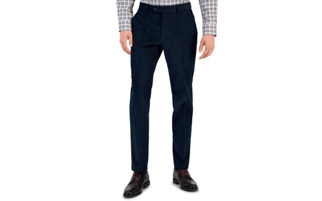  Men’s Modern-Fit Solid Corduroy Pants, Navy, 34×32