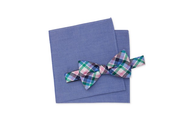Tommy Hilfiger Men’s Multi-Check and Oxford Solid Pocket Square and Bowtie