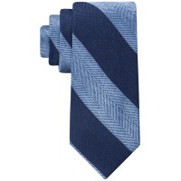 Tommy Hilfiger Mens Necktie Navy Blue Herringbone Stripe Tie