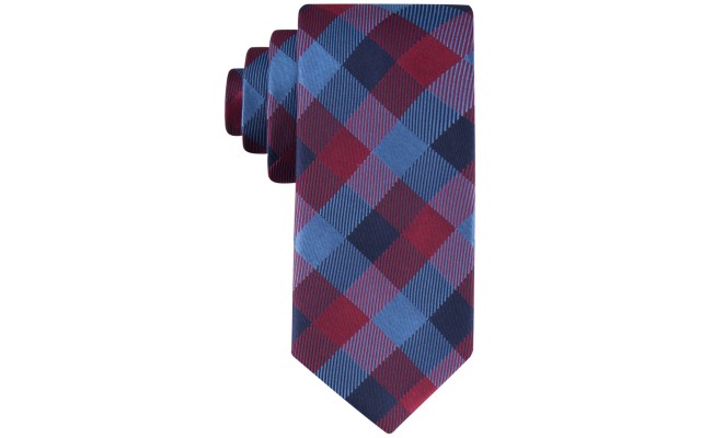  Men’s Tonal Buffalo Check Tie – Navy/Red