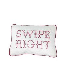 TwelveNYC ‘Swipe Right’ Cross Stitch Throw Pillow
