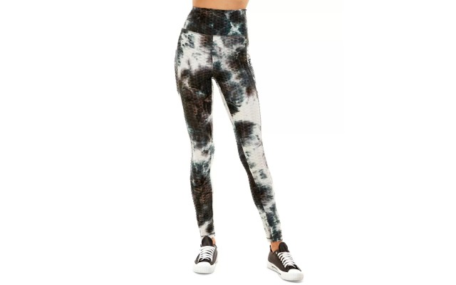 Juniors’ High-Waist Phone-Pocket Leggings, Black/White, X-Small