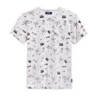 Univibe Poolside Junior’s Size Crew Graphic-Print T-Shirt, Big Boys (Poolside Crew / White, L)