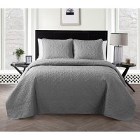 VCNY Home Caroline Embossed 3-Piece King Quilt Set, Gray