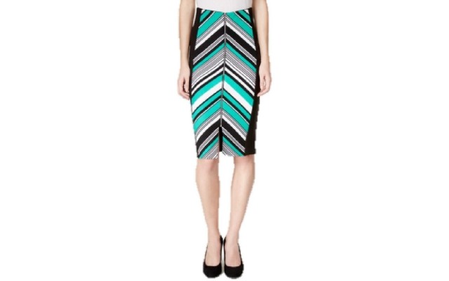  Juniors’ Printed-Front Midi Pencil Skirt, SIZE (Medium)