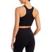  Cotton Cropped Racerback Tank Top, Black, L