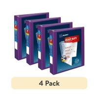 Avery Heavy-Duty View 3 Ring Binder, 1.5″ EZD Rings, Purple, 4 Pack