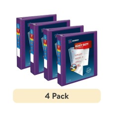 Avery Heavy-Duty View 3 Ring Binder, 1.5″ EZD Rings, Purple, 4 Pack