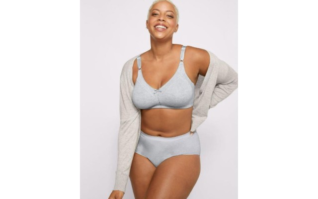  Double Support Cotton Wire-Free Bra Womens Full Coverage Cool Comfort-U 3036, Gray, 42DD