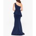 Betsy & Adam Long Scuba One Shoulder Peplum Midnight 6