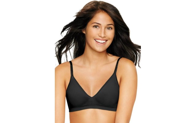  Bra Seamless Comfy Support Tagless Convertible Straps DHHU11, Black, M