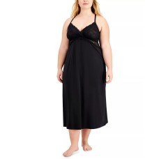 Inc International Concepts Womens Plus Size Lace Chemise Nightgown, Black, 2X