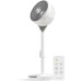 IRIS USA  Air Circulator Pedestal Fan with Remote, 360° Oscillation, 12 Speeds, Quiet Motor, 8h Timer, Touch Panel, Height Adjustable, Office, Dorm, Bedroom Fan, White/Gray