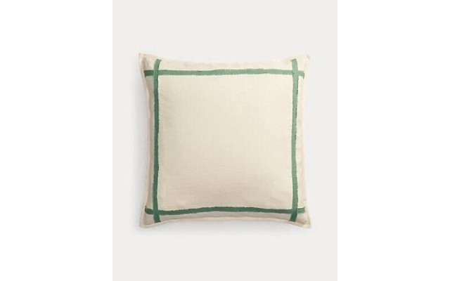  Allie European Pillow Sham, Ivory/Green, 26×26