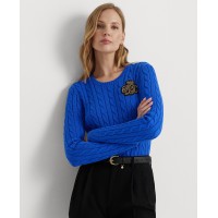 Lauren Ralph Lauren Women’s Bullion Cable-Knit Cotton Sweater – Sapphire Star, Large
