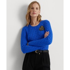 Lauren Ralph Lauren Women’s Bullion Cable-Knit Cotton Sweater – Sapphire Star, Large