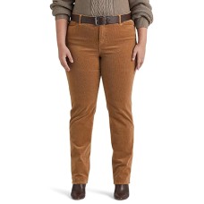 Lauren Ralph Lauren Women’s Plus Size Corduroy Mid Rise Straight Pants, Camel, 16W