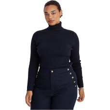 Lauren Ralph Lauren Women’s Plus-Size Ribbed Turtleneck Sweater, Navy, 3X