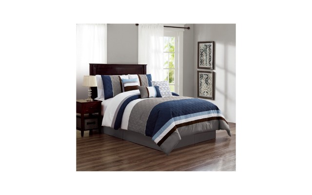 Luxlen Skiles 7 Piece King Comforter Set, Navy
